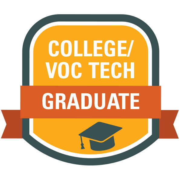 college voc tech graduate badge