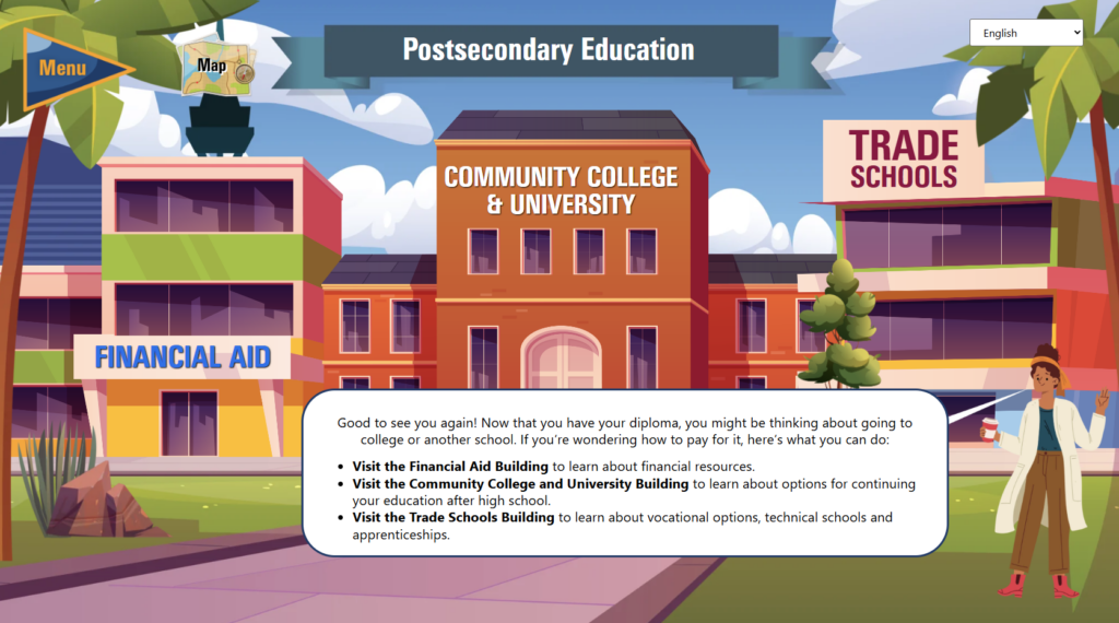 Postsecondary Education screen